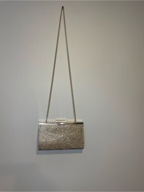 NWOT Elegant Gold Glitter Chain Strap Evening Clutch